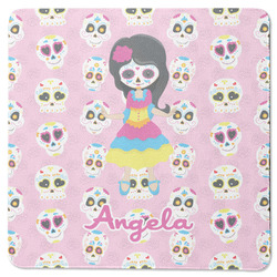 Kids Sugar Skulls Square Rubber Backed Coaster (Personalized)