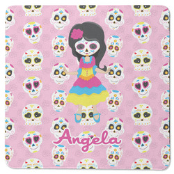 Kids Sugar Skulls Square Rubber Backed Coaster (Personalized)