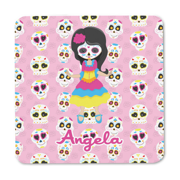 Kids Sugar Skulls Square Fridge Magnet - FRONT