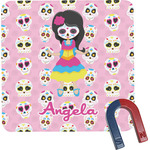 Kids Sugar Skulls Square Fridge Magnet (Personalized)