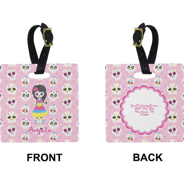 Kids Sugar Skulls Square Luggage Tag (Front + Back)