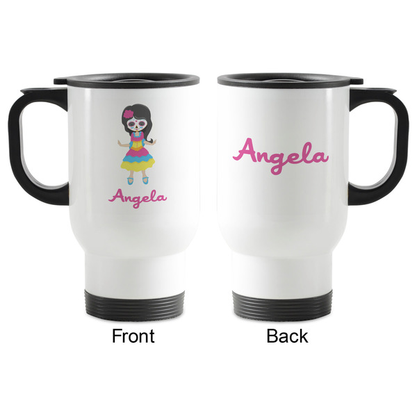 Kids Sugar Skulls Stainless Steel Travel Mug with Handle - Apvl