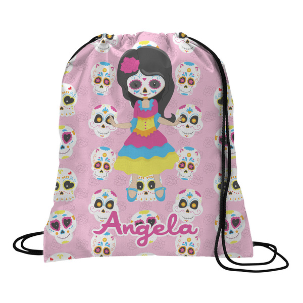 Custom Kids Sugar Skulls Drawstring Backpack - Large (Personalized)