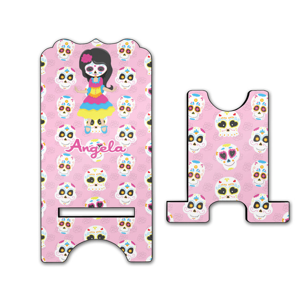 Kids Sugar Skulls Stylized Phone Stand - Front & Back - Large
