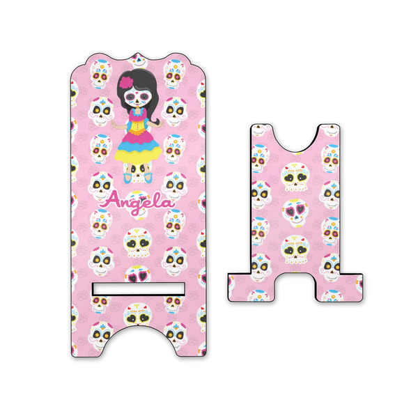 Kids Sugar Skulls Stylized Phone Stand - Front & Back - Small