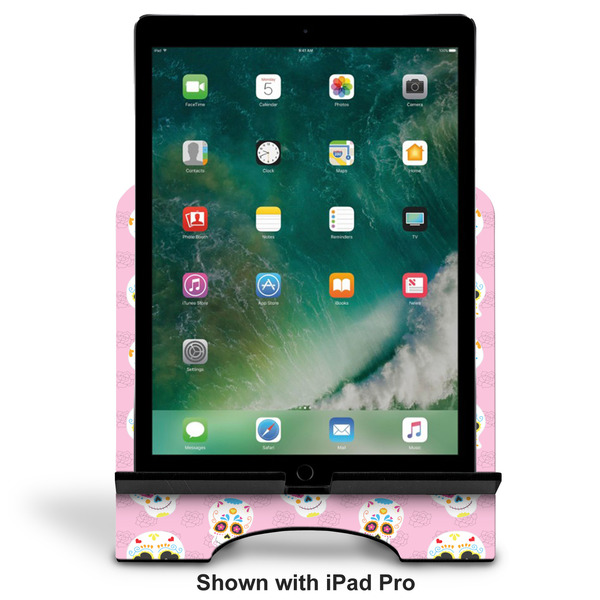 Kids Sugar Skulls Stylized Tablet Stand - Front with ipad