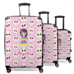 Kids Sugar Skulls 3 Piece Luggage Set - 20" Carry On, 24" Medium Checked, 28" Large Checked (Personalized)
