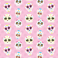 Kids Sugar Skulls Fabric by the Yard - Spun Polyester Poplin