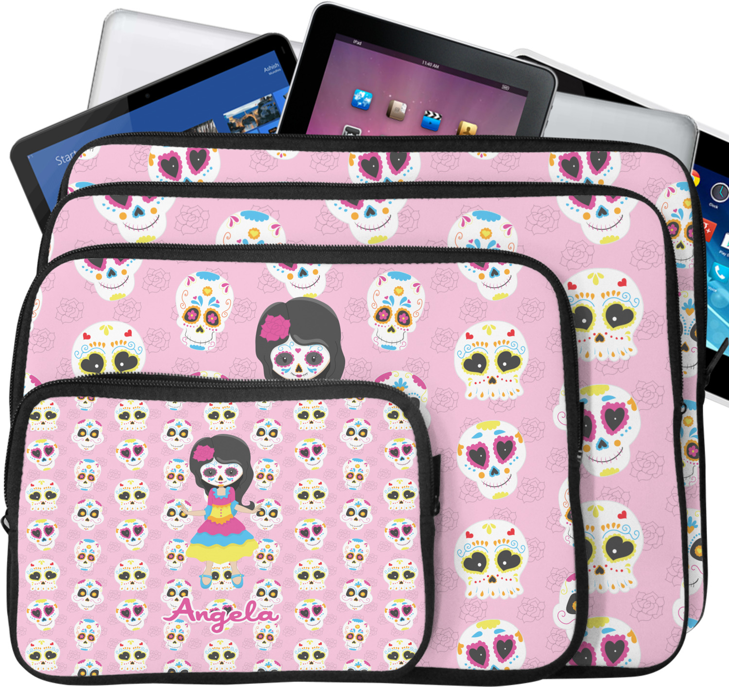 15 Kids Sugar Skulls Laptop Sleeve/Case Personalized 