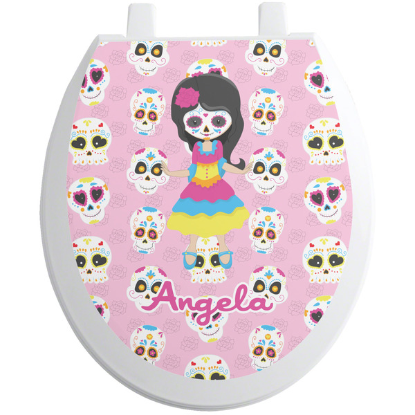Custom Kids Sugar Skulls Toilet Seat Decal (Personalized)