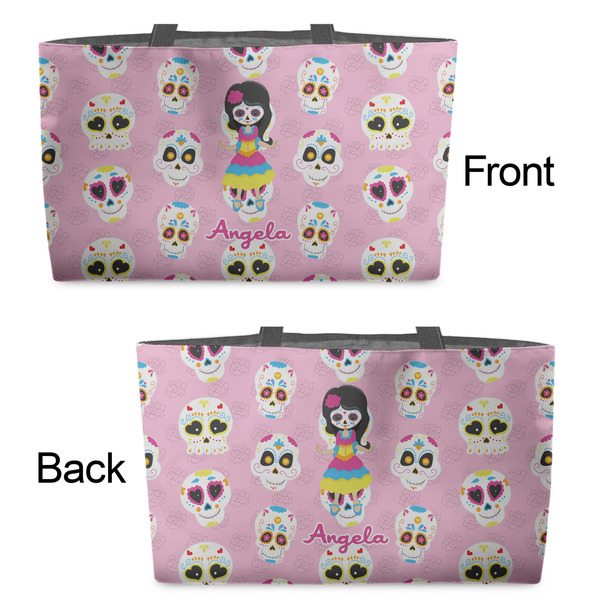 Kids Sugar Skulls Tote w/Black Handles - Front & Back Views