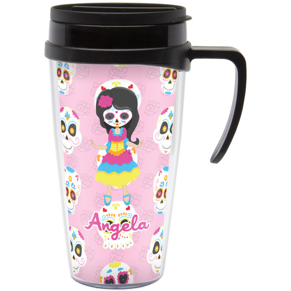 Custom Kids Sugar Skulls Acrylic Travel Mug with Handle (Personalized)