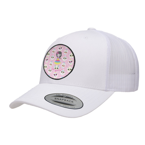 Custom Kids Sugar Skulls Trucker Hat - White (Personalized)