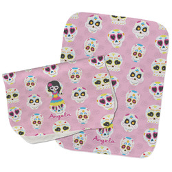 Kids Sugar Skulls Burp Cloths - Fleece - Set of 2 w/ Name or Text