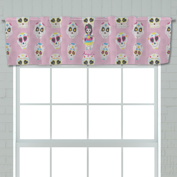 Kids Sugar Skulls Valance - Closeup on window