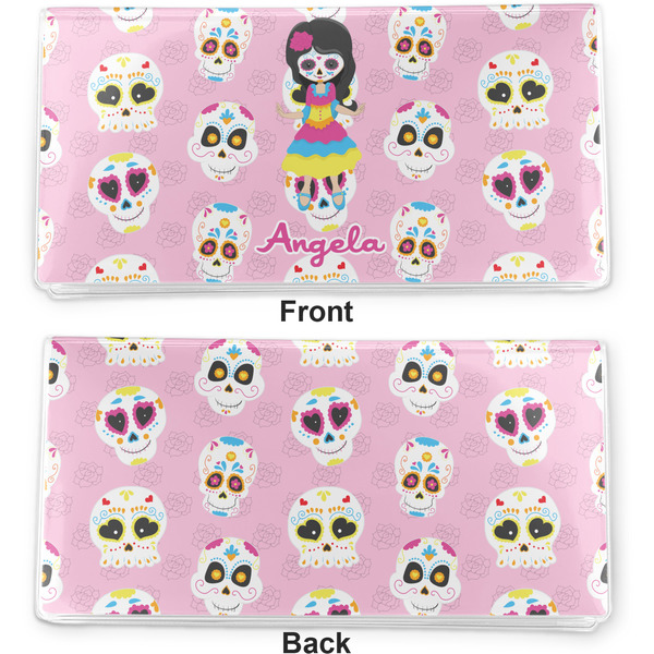 Kids Sugar Skulls Vinyl Check Book Cover - Front and Back