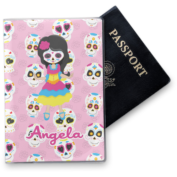Custom Kids Sugar Skulls Vinyl Passport Holder (Personalized)
