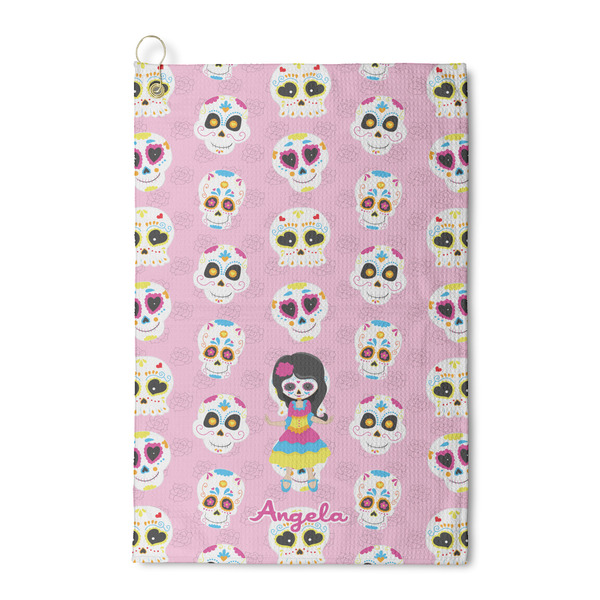 Custom Kids Sugar Skulls Waffle Weave Golf Towel (Personalized)