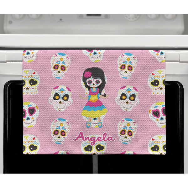 Kids Sugar Skulls Waffle Weave Towel - Full Color Print - Lifestyle2 Image