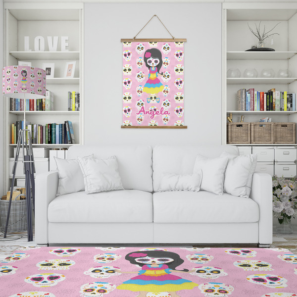 Kids Sugar Skulls Wall Hanging Tapestry - Portrait - IN CONTEXT