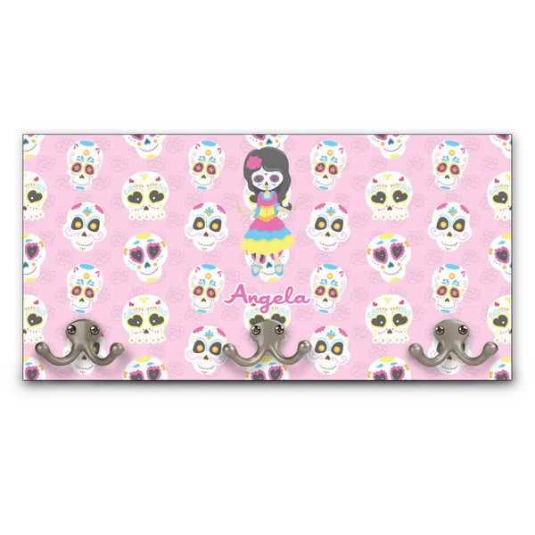 Custom Kids Sugar Skulls Wall Mounted Coat Rack (Personalized)
