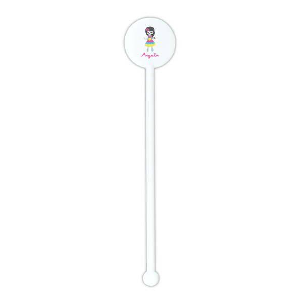 Kids Sugar Skulls White Plastic 5.5" Stir Stick - Round - Single Stick