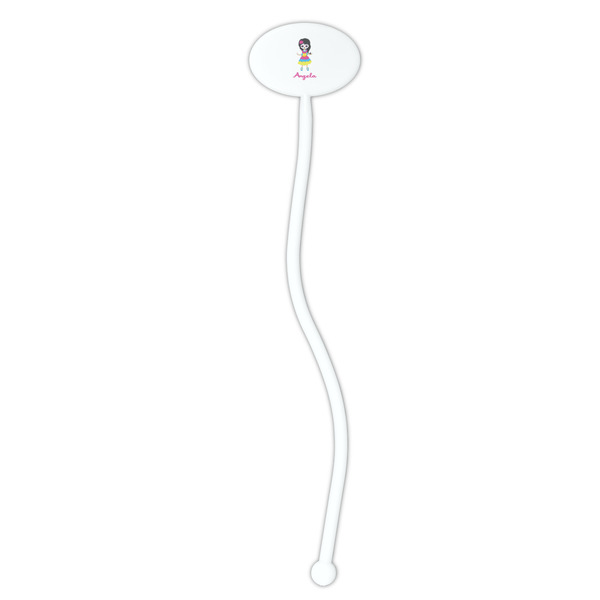 Kids Sugar Skulls White Plastic 7" Stir Stick - Oval - Single Stick