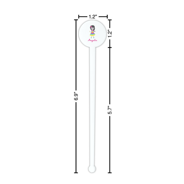 Kids Sugar Skulls White Plastic 7" Stir Stick - Round - Dimensions