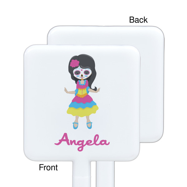 Kids Sugar Skulls White Plastic Stir Stick - Single Sided - Square - Approval