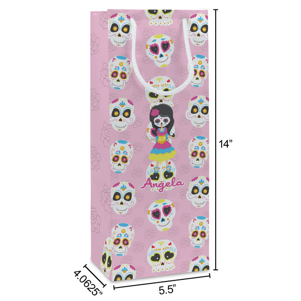 Kids Sugar Skulls Wine Gift Bag - Dimensions
