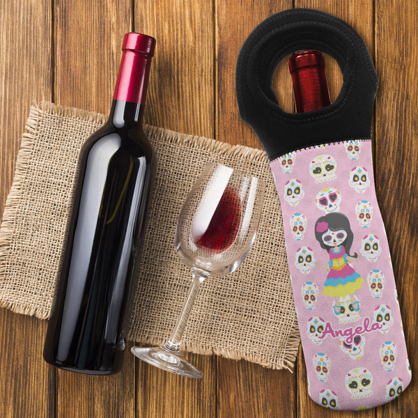 Kids Sugar Skulls Wine Tote Bag - FLATLAY