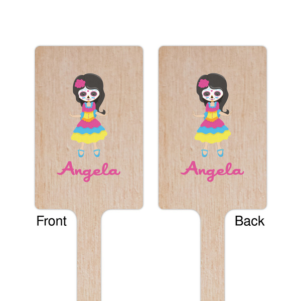 Kids Sugar Skulls Wooden 6.25" Stir Stick - Rectangular - Double Sided - Front & Back