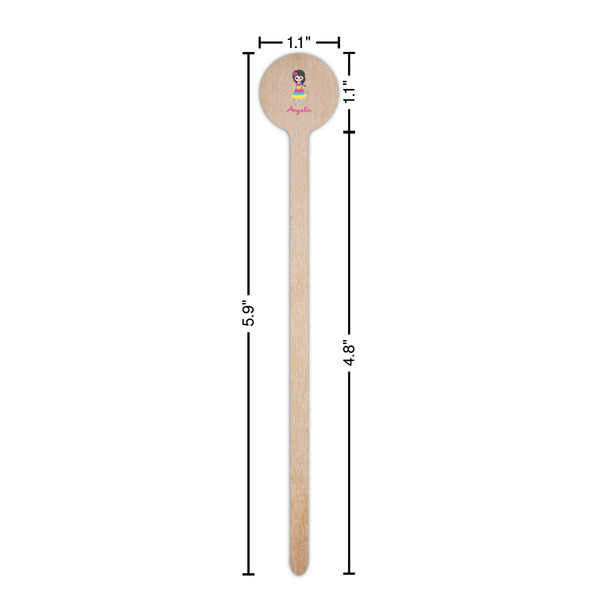 Kids Sugar Skulls Wooden 6" Stir Stick - Round - Dimensions