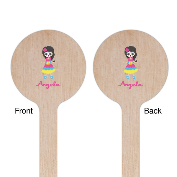 Kids Sugar Skulls Wooden 6" Stir Stick - Round - Double Sided - Front & Back