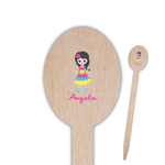 Kids Sugar Skulls Oval Wooden Food Picks - Single Sided (Personalized)
