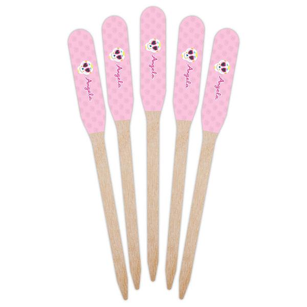Kids Sugar Skulls Wooden Food Pick - Paddle - Fan View