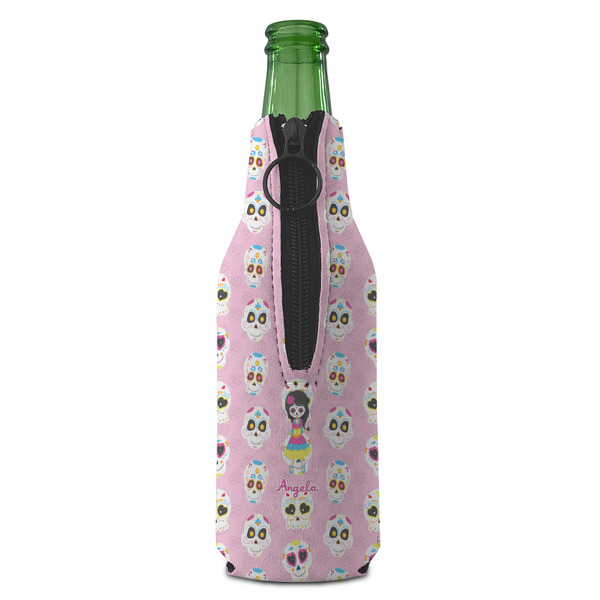 Kids Sugar Skulls Zipper Bottle Cooler - BACK (bottle)