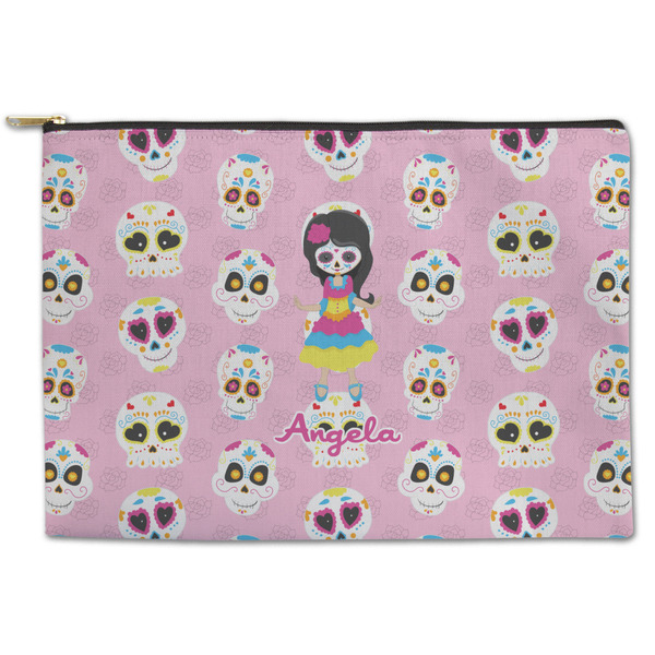 Custom Kids Sugar Skulls Zipper Pouch - Large - 12.5"x8.5" (Personalized)