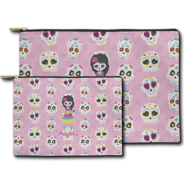 Kids Sugar Skulls Zippered Pouches - Size Comparison