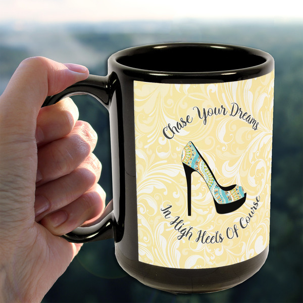 High Heels 15oz. Black Mug - LIFESTYLE