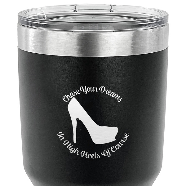 High Heels 30 oz Stainless Steel Ringneck Tumbler - Black - CLOSE UP