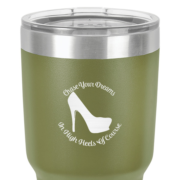 High Heels 30 oz Stainless Steel Ringneck Tumbler - Olive - Close Up