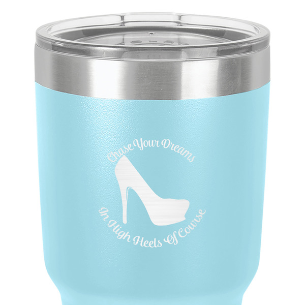 High Heels 30 oz Stainless Steel Ringneck Tumbler - Teal - Close Up