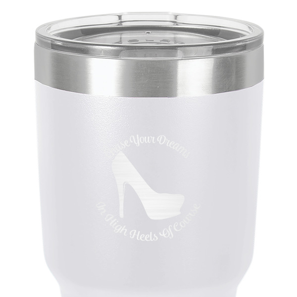 High Heels 30 oz Stainless Steel Ringneck Tumbler - White - Close Up