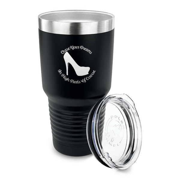 High Heels 30 oz Stainless Steel Ringneck Tumblers - Black - LID OFF