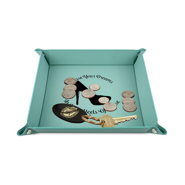 High Heels 6" x 6" Teal Leatherette Snap Up Tray - STYLED