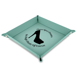 High Heels 9" x 9" Teal Faux Leather Valet Tray