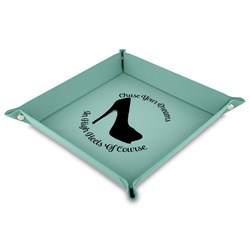 High Heels Faux Leather Dice Tray - 9" x 9"  - Teal