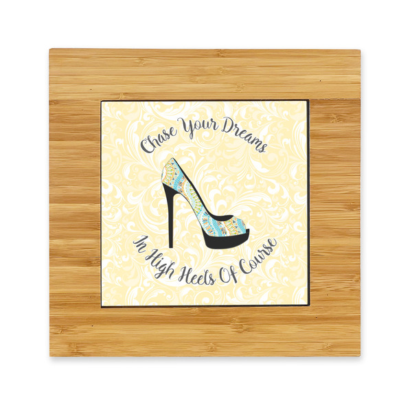 Custom High Heels Bamboo Trivet with Ceramic Tile Insert