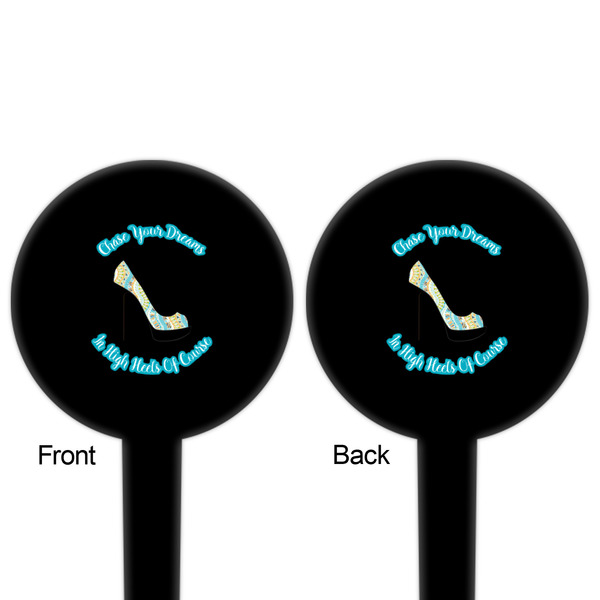 High Heels Black Plastic 4" Food Pick - Round - Double Sided - Front & Back